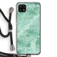 Groen marmer: Samsung Galaxy A22 5G Transparant Hoesje met koord