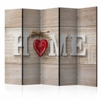 Vouwscherm - Home en een rood hart 225x172cm  , gemonteerd geleverd, dubbelzijdig geprint (kamerscherm) - thumbnail
