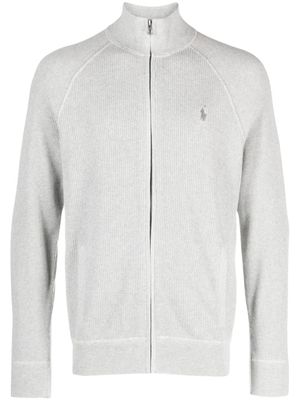 Polo Ralph Lauren cardigan en maille gaufrée à fermeture zippée - Gris