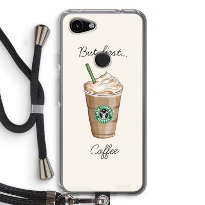 But first coffee: Pixel 3a Transparant Hoesje met koord