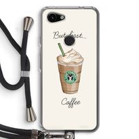 But first coffee: Pixel 3a Transparant Hoesje met koord