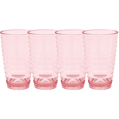 Set van 2x stuks onbreekbare kunststof camping drinkglazen rood 400 ml