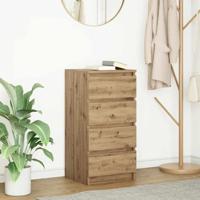 Dressoir 37,5x35x76 cm bewerkt hout artisanaal eikenkleurig