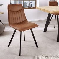 Design stoel ASTON vintage bruin met decoratieve quilting retro stijl - 41402 - thumbnail