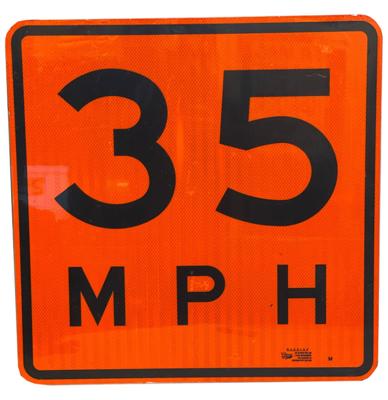 35 MPH Oranje Werkwerkzaamheden Straat Bord - Origineel 35 MPH Oranje Werkwerkzaamheden Straat Bord - Origineel