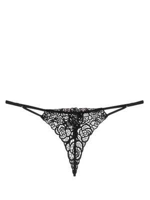Fleur Du Mal string Fleur en guipure - Noir