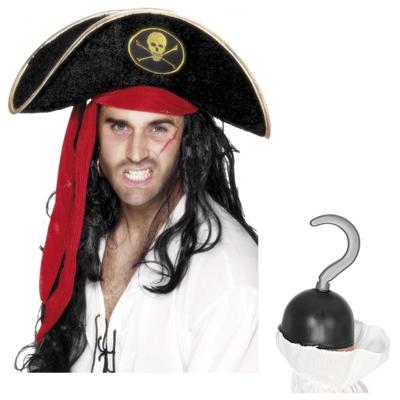 Piraten verkleedset - 2 delig - piratenhoed - haak - carnaval - piraten thema