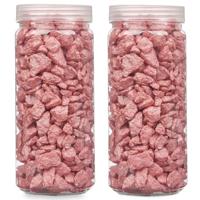 Giftdecor decoratie stenen/steentjes/kiezels - roze - 10-20 mm steentjes - 1400 gram