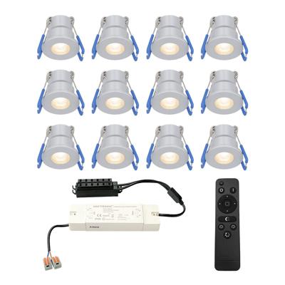 Set van 12 Milano LED Mini Inbouwspots met trafo - 12 Volt 3 Watt 200 lumen - Dimbaar - Plat 34mm - 2700K - IP65 waterdicht - Grijs - Veranda Spotjes - Overkapping Spotjes