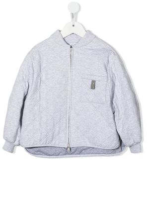 Brunello Cucinelli Kids veste matelassée à fermeture zippée - Gris