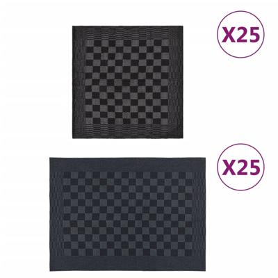 VidaXL 50-delige keukendoekenset katoen zwart en grijs