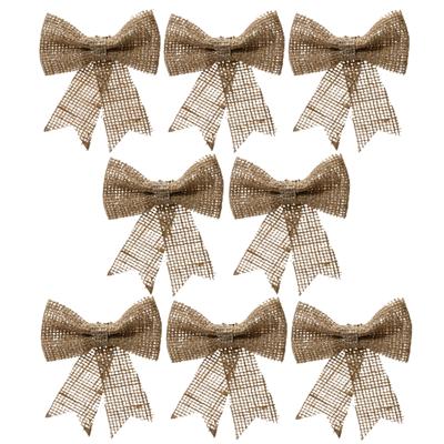 Decoris Kersthanger - 8x - strik - naturel - jute - glitters - 24 cm