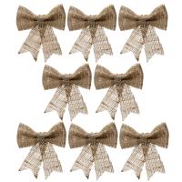 Decoris Kersthanger - 8x - strik - naturel - jute - glitters - 24 cm