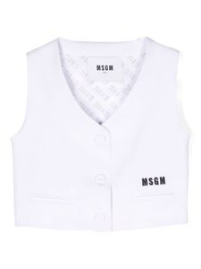 MSGM Kids veston à logo brodé - Blanc