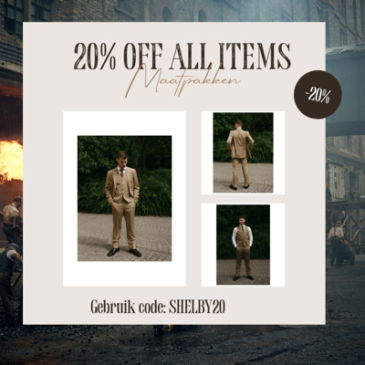 Maatpak Voor Heren | 3-delig Pak | Kaki | Kamgaren Wol | Lichtgewicht & Ademend | Peaky Blinders