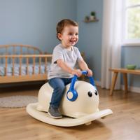 3-in-1 Schommelpaard voor Peuters van 1-3 Jaar Glijauto-speelgoed met Verborgen Opbergruimte Wit