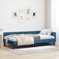 Hoekbedframe Blauw 100 x 200 cm Velvet en Engineered hout