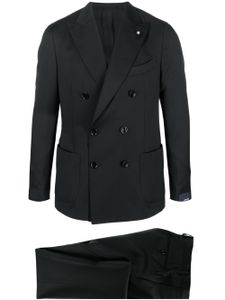 Lardini double-breasted wool suit - Noir