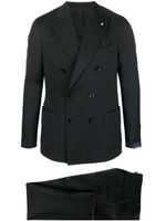 Lardini double-breasted wool suit - Noir - thumbnail