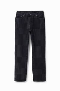 Straight jeans met ruiten - BLACK - 38