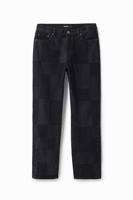 Straight jeans met ruiten - BLACK - 36