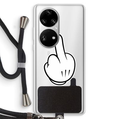Middle finger black: Huawei P50 Pro Transparant Hoesje met koord