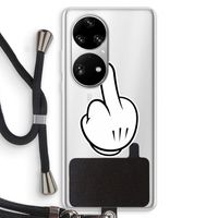 Middle finger black: Huawei P50 Pro Transparant Hoesje met koord