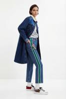 Straight fit cropped jeans met lint - BLUE - 40