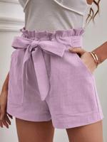 Casual Cotton And Linen Plain Regular Fit Shorts