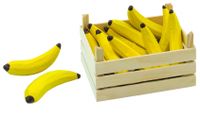 Houten speelgoed bananen in kist 13 x 10 cm   - - thumbnail