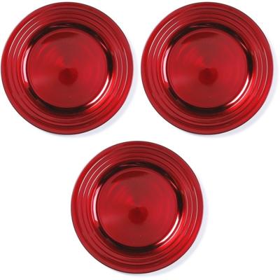 Onderborden - 3x - rood - 33 cm - kunststof - rond - Diner borden Onderborden - 3x - rood - 33 cm - kunststof - rond - Diner borden