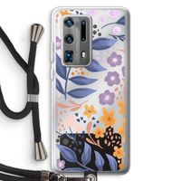 Flowers with blue leaves: Huawei P40 Pro Plus Transparant Hoesje met koord