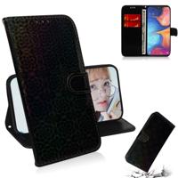 Voor Galaxy M30s effen kleur kleurrijke magnetische Buckle horizontale Flip PU lederen draagtas met houder & kaartsleuven & portemonnee & Lanyard (zwa