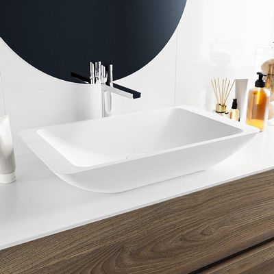 Mondiaz Topi Waskom - 59.5x34.5x10cm - rechthoek - opbouw - Solid Surface Talc M80180TalcTalc