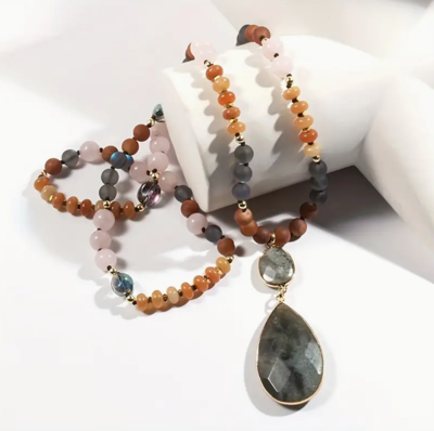 Mala Ketting met Labradoriet Hanger - Nieuw Sasha - Spiritueelboek.nl
