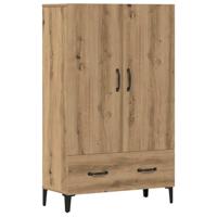 Hoge kast 70x31x115 cm bewerkt hout artisanaal eikenkleur