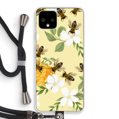 No flowers without bees: Pixel 4 Transparant Hoesje met koord