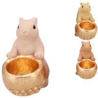Daan Kromhout Schaal jingle eekhoorn zittend zand/roze 17 cm 3 assorti | 6 stuks