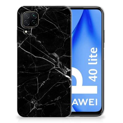 Huawei P40 Lite | TPU | Siliconen hoesje | Marmer Zwart - Origineel Cadeau Vader