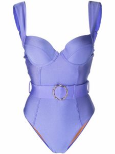 Noire Swimwear maillot de bain ceinturé - Violet