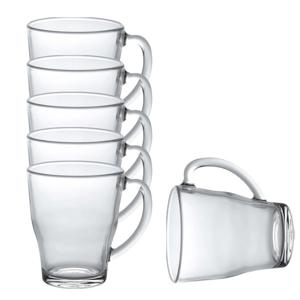 Theeglazen/koffieglazen Cosy - 6x stuks - transparant glas - 350 ml - met handvat