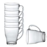 Theeglazen/koffieglazen Cosy - 6x stuks - transparant glas - 350 ml - met handvat - thumbnail