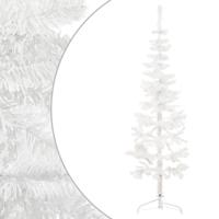 Kunstkerstboom half met standaard smal 150 cm wit - thumbnail