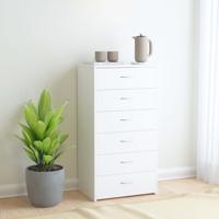 Dressoir met 6 lades 50x34x96 cm bewerkt hout wit