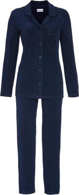 Nachtblauwe fleece doorknooppyjama
