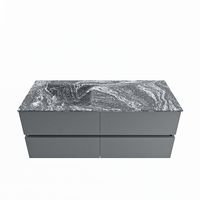 MONDIAZ VICA-DLUX 120cm badmeubel onderkast Plata 4 lades. Inbouw wastafel CLOUD links zonder kraangat, kleur Lava.