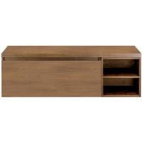 Frozen Badmeubelset 140 cm - Greeplijst in Kleur - Wastafel Regaalkast met Bovenblad Honey