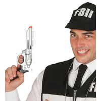 Speelgoed wapens revolver pistool zilver 28 cm - thumbnail