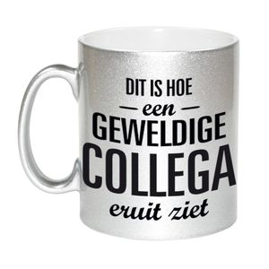 Zilveren geweldige collega cadeau koffiemok / theebeker 330 ml