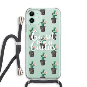 Cactus quote: iPhone 11 Transparant Hoesje met koord